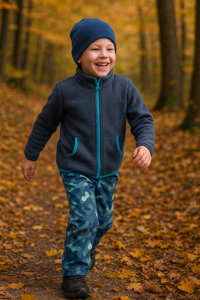 Dětské LETNÍ  softshellové kalhoty - MASKÁČ / 30.000mm, 15.000g/m