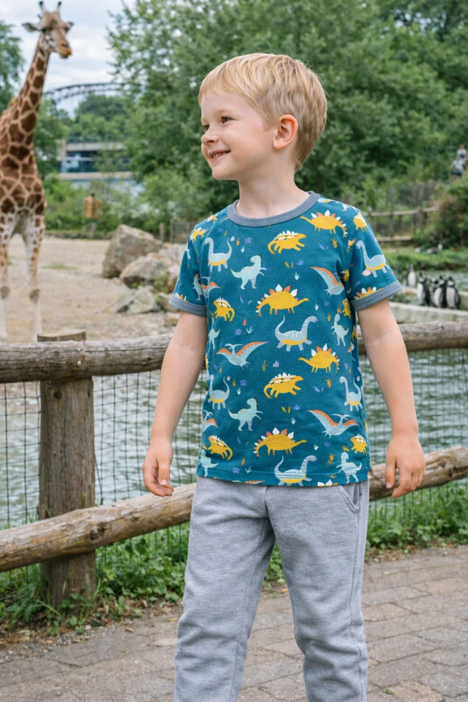 Dětské tričko KR - petrolejové DINO