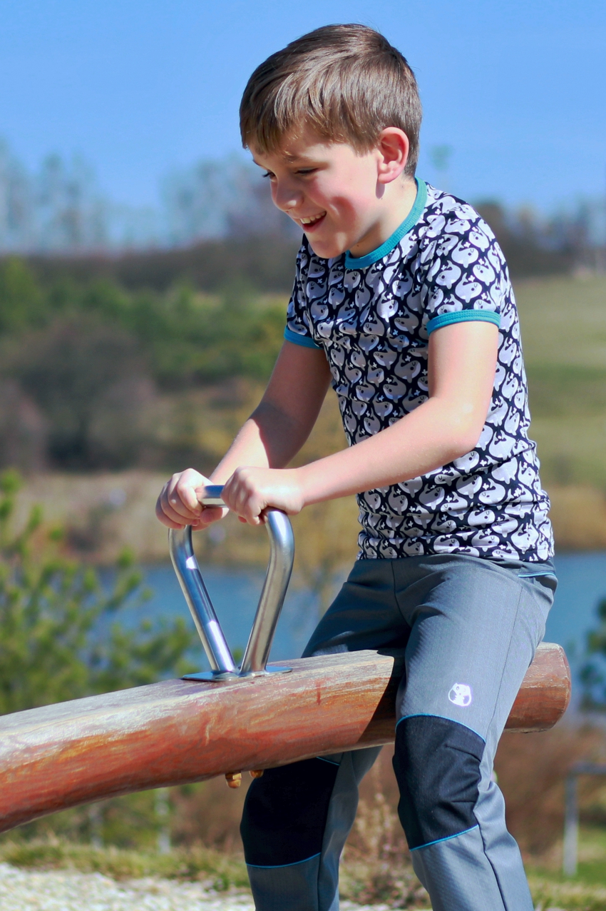 Dětské softshellové kalhoty - letní  šedo-černé