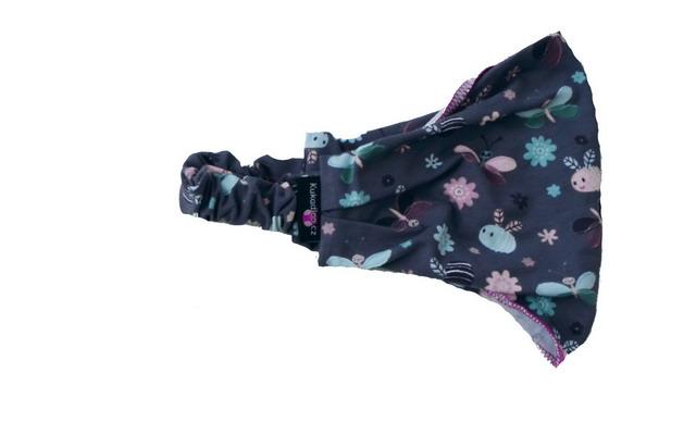 Dívčí čelenko šátek / šedo-fialový /louka / 11cm
