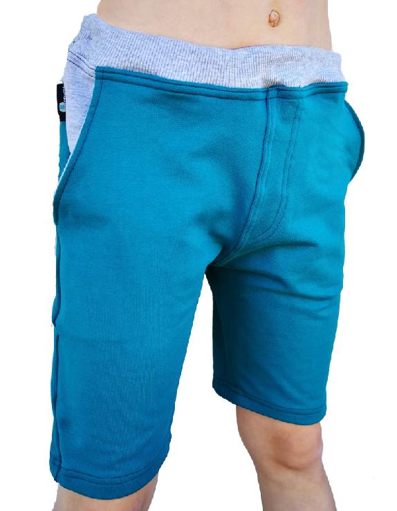 Chlapecké kraťasy - petrolejovo-šedý melír DOPRODEJ