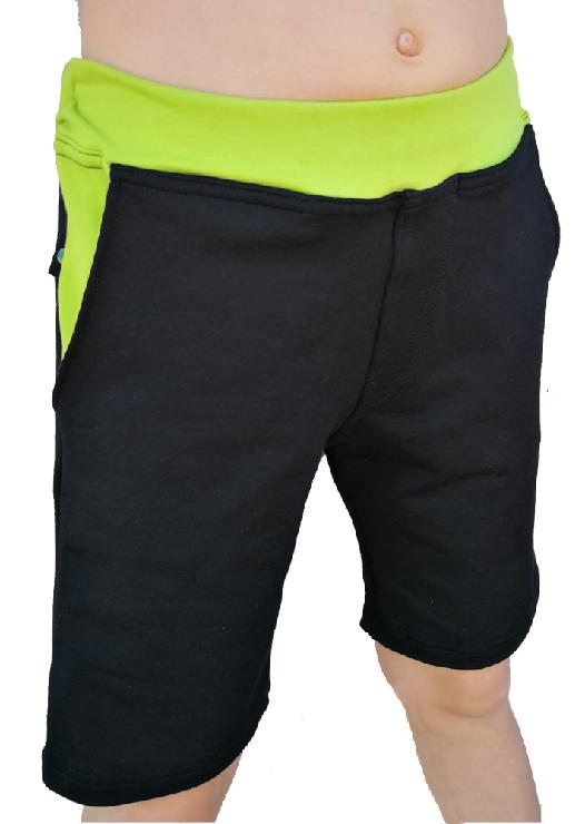 Dětské kraťasy - černo-zelené DOPRODEJ