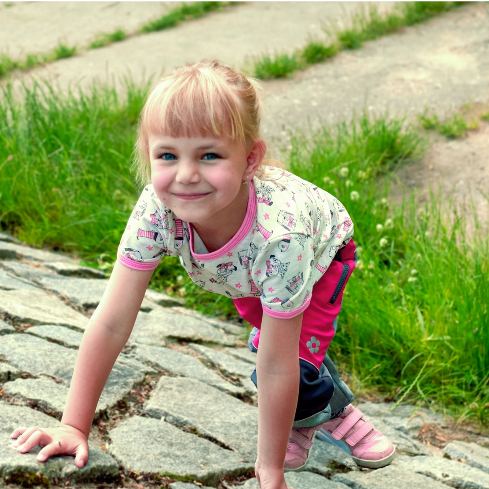 Dívčí tričko krátký rukáv - šedý melír - štěňata