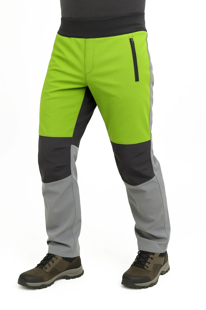 Pánské softshellové kalhoty / tm. šedo - zelené