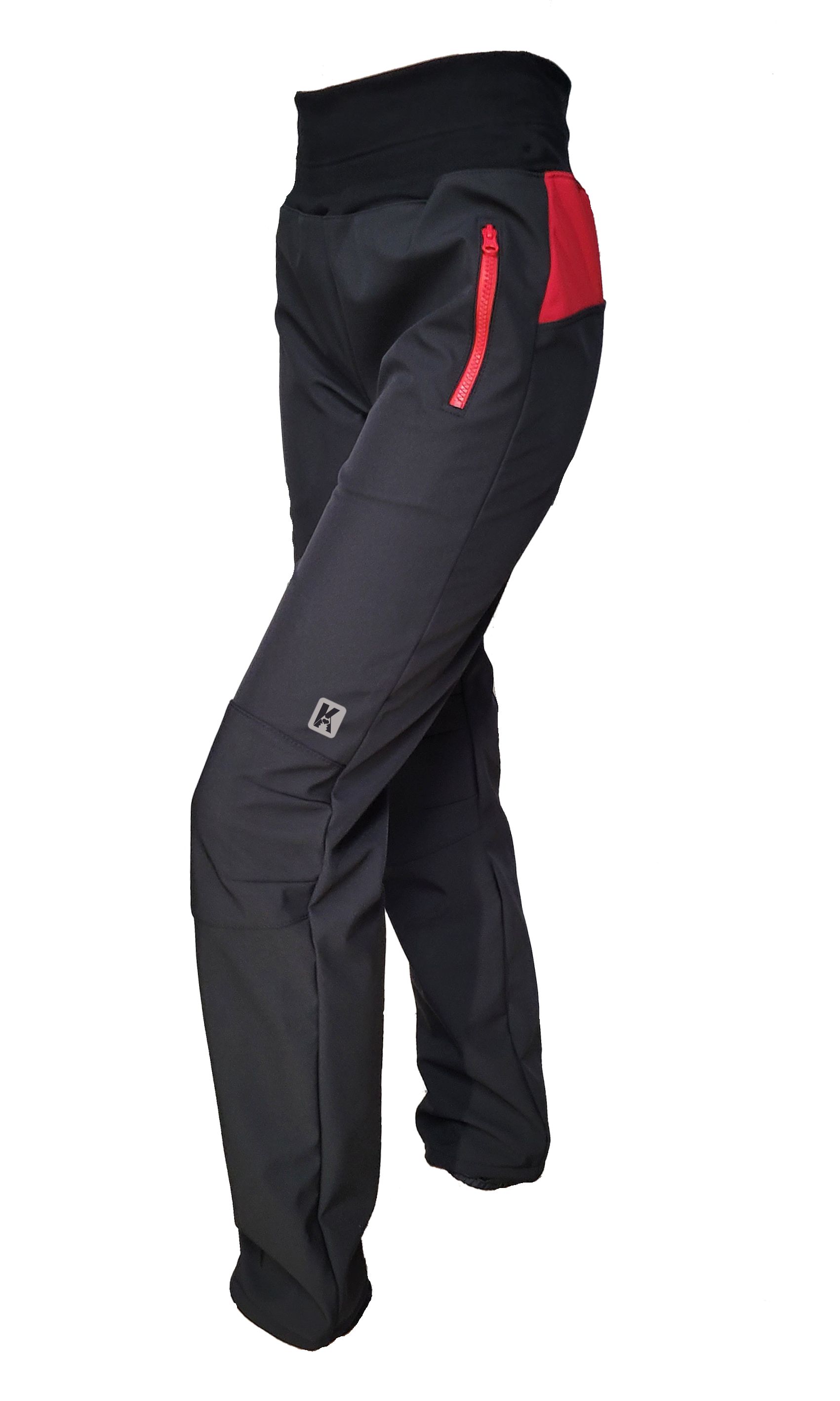 Dámské outdoorové softshellové kalhoty-černo- červené /30.000mm,15.000g/m2 DOPRODEJ