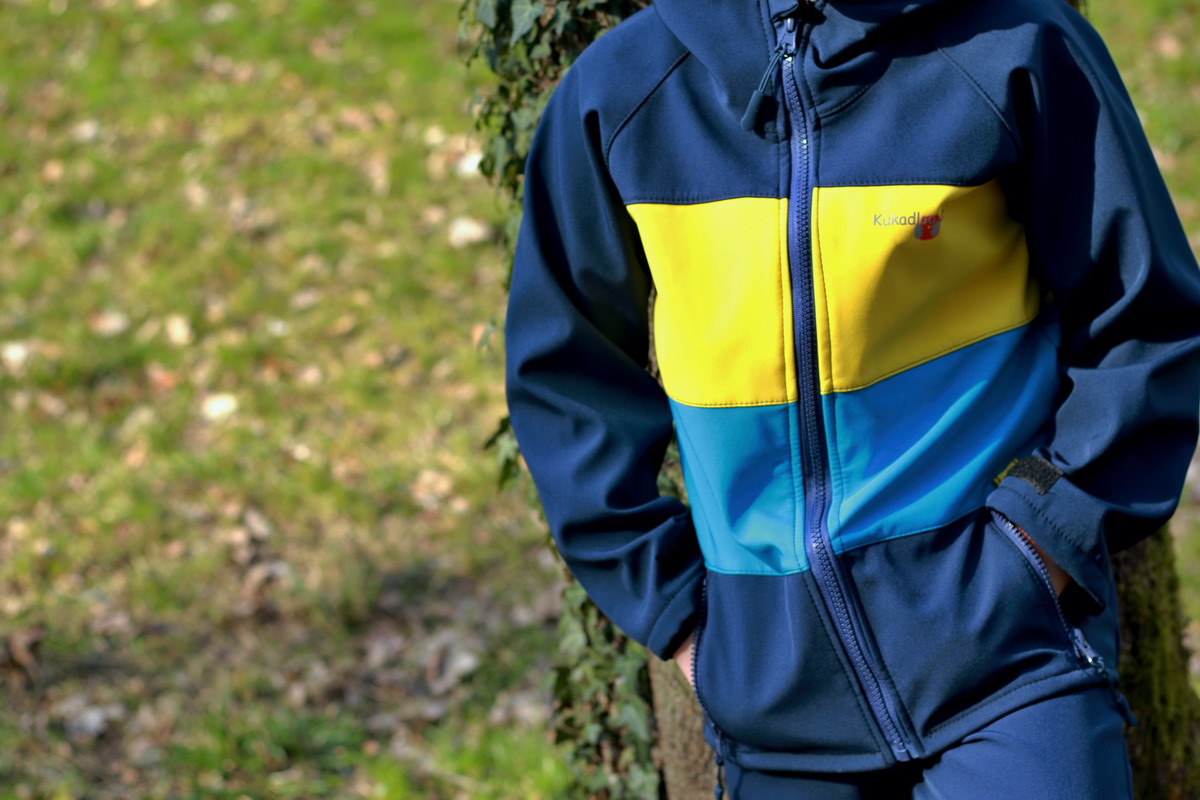 Dětská softshellová bunda / tmavě modro-žluto-modrá DOPRODEJ