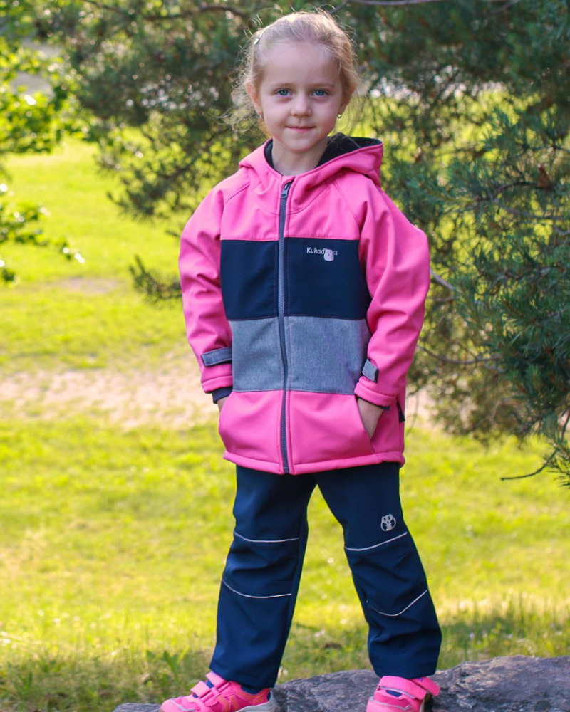 Softshellové kalhoty dětské / tm. modro- reflexní 