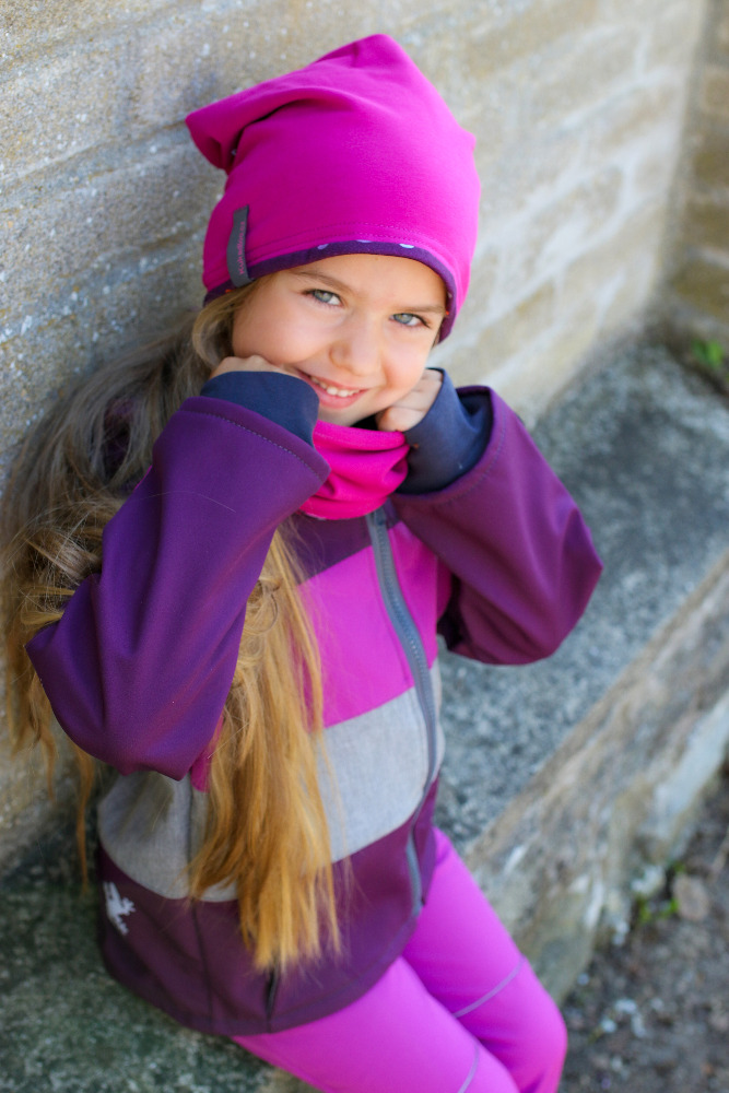 Softshellové kalhoty dětské / ostružinovo-reflexní