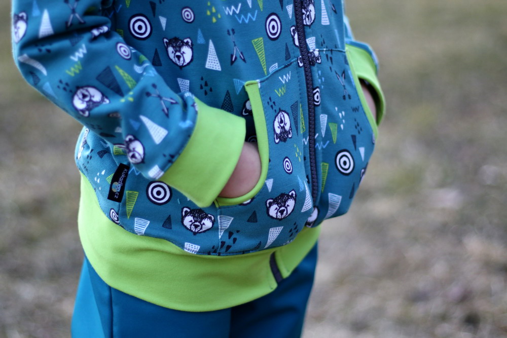 Dětská tepláková mikina na zip / aqua-zelená - doprodej 134