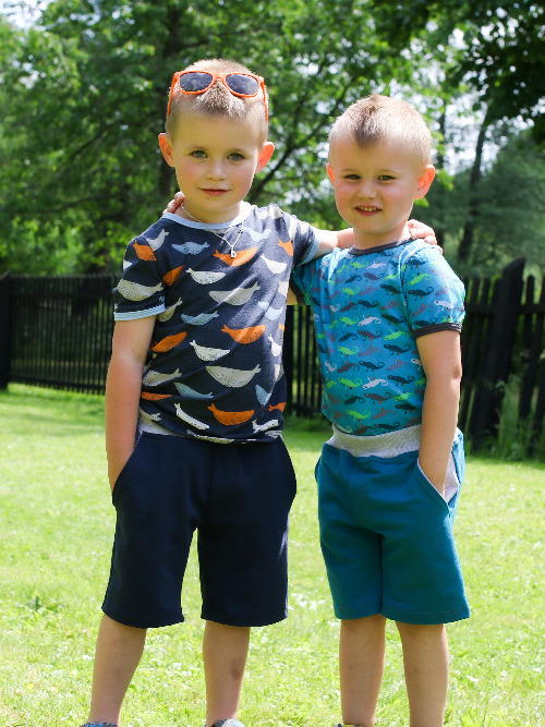 Dětské kraťasy - tm. modro-šedý melír DOPRODEJ