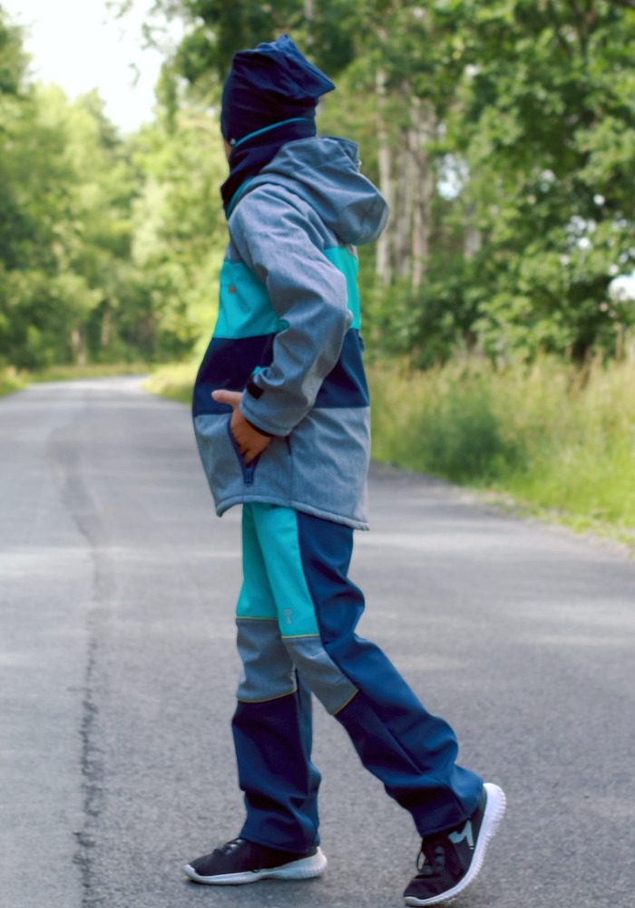 Bavlněný komplet čepice + nákrčník / tm. modro - tyrkysový