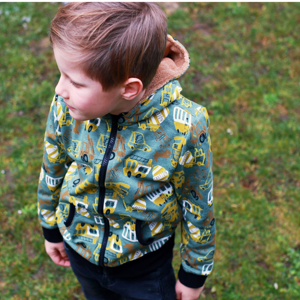 Dětské mikiny - zelená / dopravní prostředky DOPRODEJ