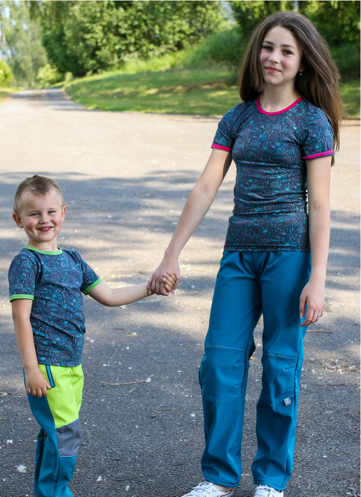 Softshellové kalhoty dětské - letní  / petrolejovo-zelené