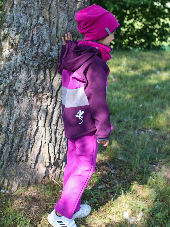 Dívčí softshellová bunda - tm. fialovo - ostružinová