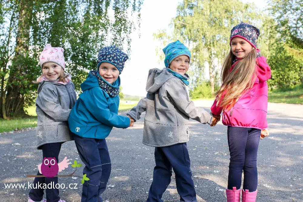 Dětská softshellová bunda - šedý melír - chameleoni - doprodej 110, 116