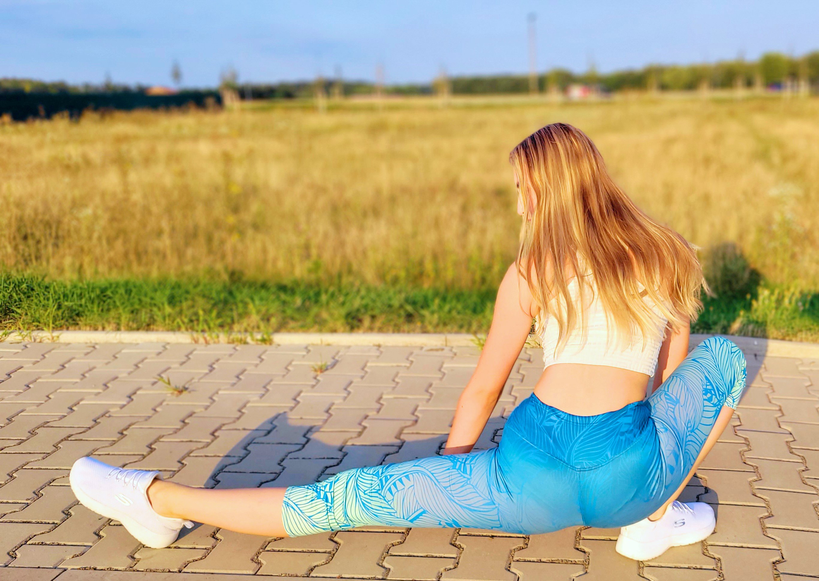 Dámské 3/4 legíny - tyrkys lístky