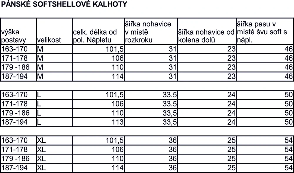 Pánské softshellové kalhoty-černé/30.000mm, 15.000g/m2 