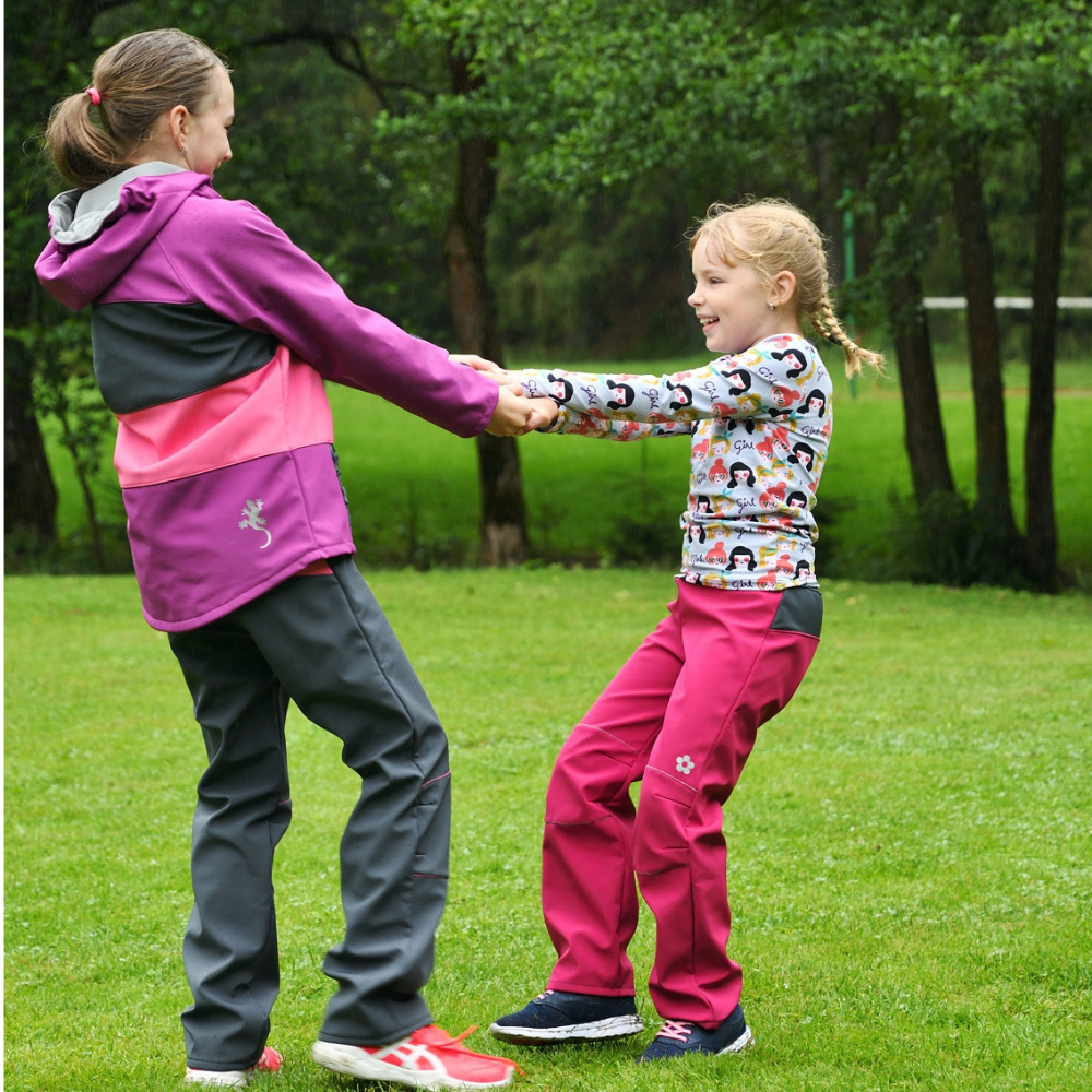 Softshellové kalhoty dětské / fuchsiovo-šedé