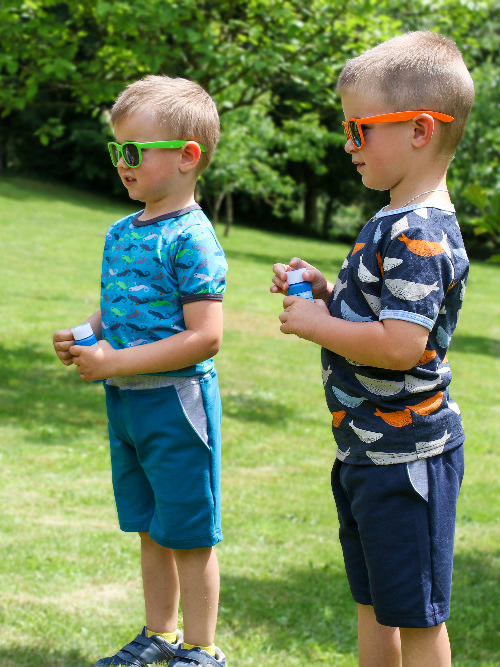 Dětské kraťasy - tm. modro-šedý melír DOPRODEJ