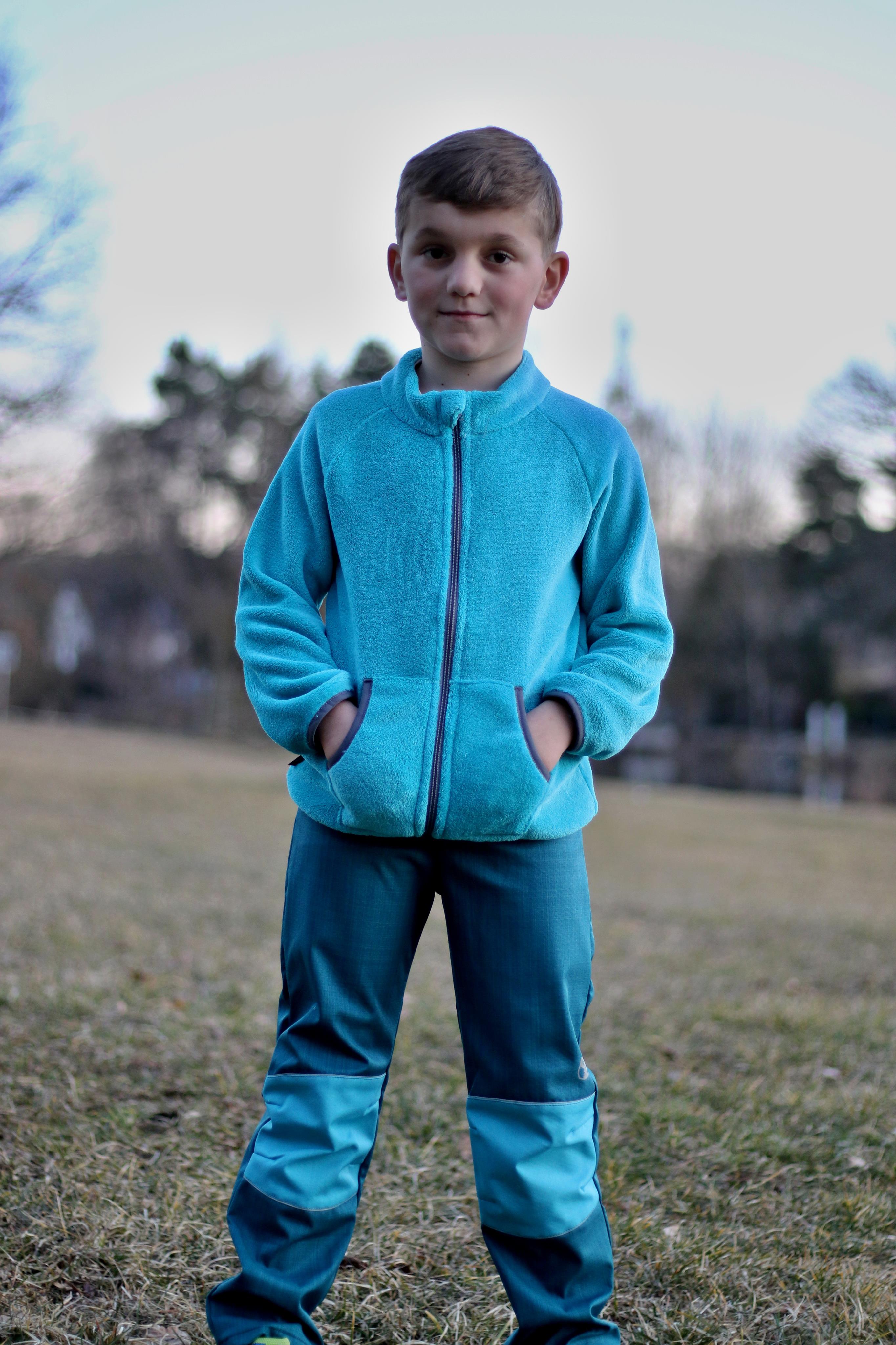 Dětská mikina - chlupatá tyrkysová 