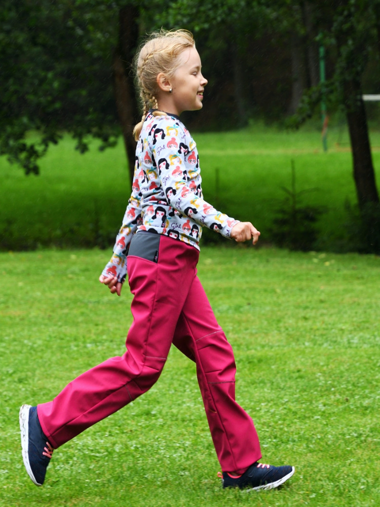 Softshellové kalhoty dětské / fuchsiovo-šedé