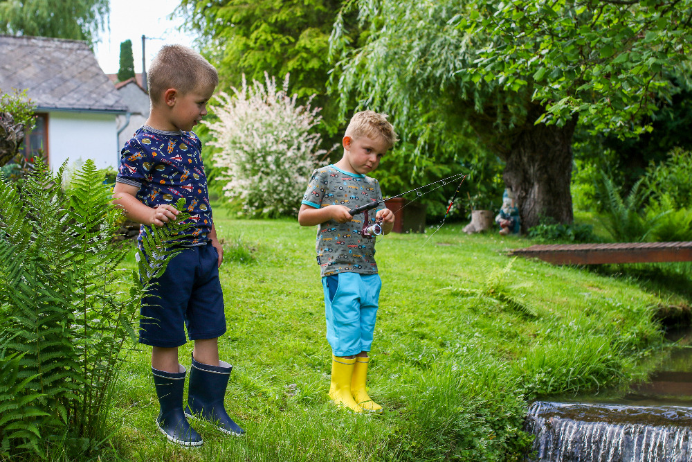 Dětské kraťasy - tm. modro-šedý melír DOPRODEJ