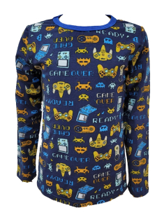 Chlapecké tričko dlouhý rukáv - tm. modré - games- doprodej 104