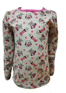 Dívčí tričko dlouhý rukáv - šedý melír - štěňata