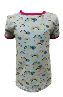 Dívčí tričko krátký rukáv - šedé - duhy