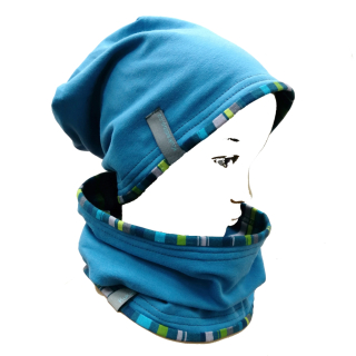 Bavlněná čepice / středně modrá - proužky DOPRODEJ