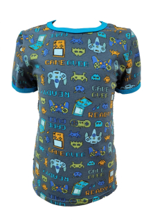 Chlapecké tričko krátký rukáv - kouřově modré - games- doprodej 116,128