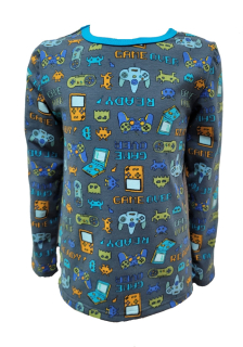 Chlapecké tričko dlouhý rukáv - kouřově modré - games- doprodej 146