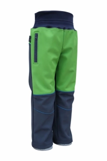 Dětské softshellové kalhoty tm. šedo-jarní zelená
