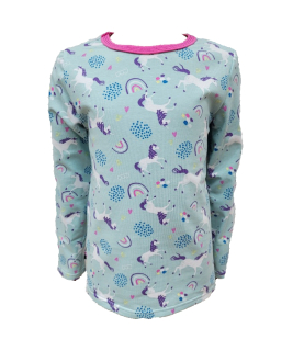 Dívčí tričko dlouhý rukáv - sv. tyrkysové - koníci- doprodej  128
