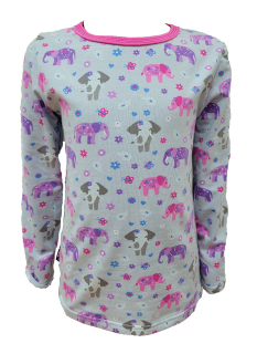 Dívčí tričko dlouhý rukáv - šedé - sloni