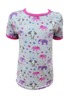 Dívčí tričko krátký rukáv - šedé - sloni