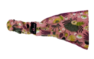 Dívčí čelenko-šátek - růžový - žluto-zelené květy - 11cm