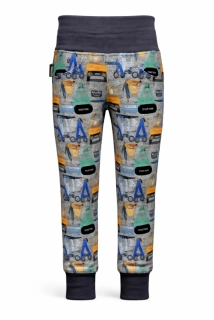 Chlapecké tepláky MIK - sv. šedé stavební stroje - doprodej 98,110,128,134,140,146