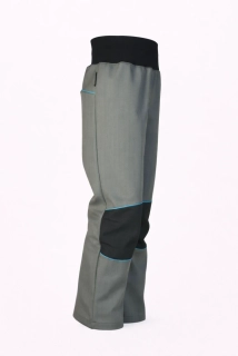 Dětské softshellové kalhoty - letní  šedo-černé