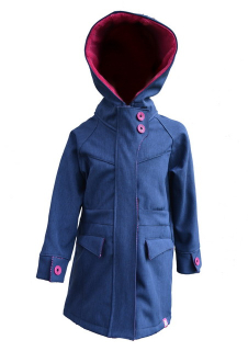 Dětský softshellový  kabát - tm. modrý melír - doprodej 116