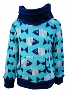 Dětská mikina z BIO bavlny - tm. modro-mentolová