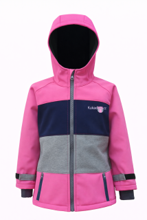 Dívčí softshellová bunda / sv.růžovo-tm.modro-šedý melír - doprodej
