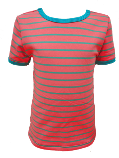 Dívčí  tričko krátký rukáv - meruňkové pruhy